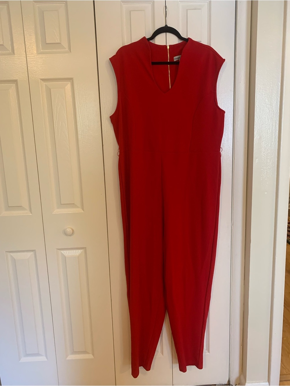 Red Sleeveless V-Neck Jumpsuit
